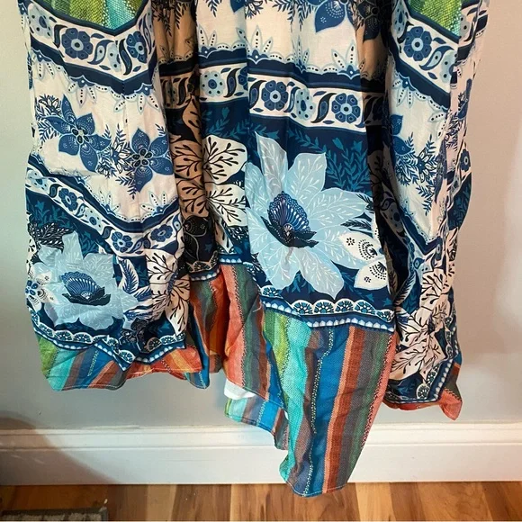 FARM RIO BLUE PALMS BALLOON SLEEVE DRESS SIZE MEDIUM NEW with TAGS - Picture 5 of 16